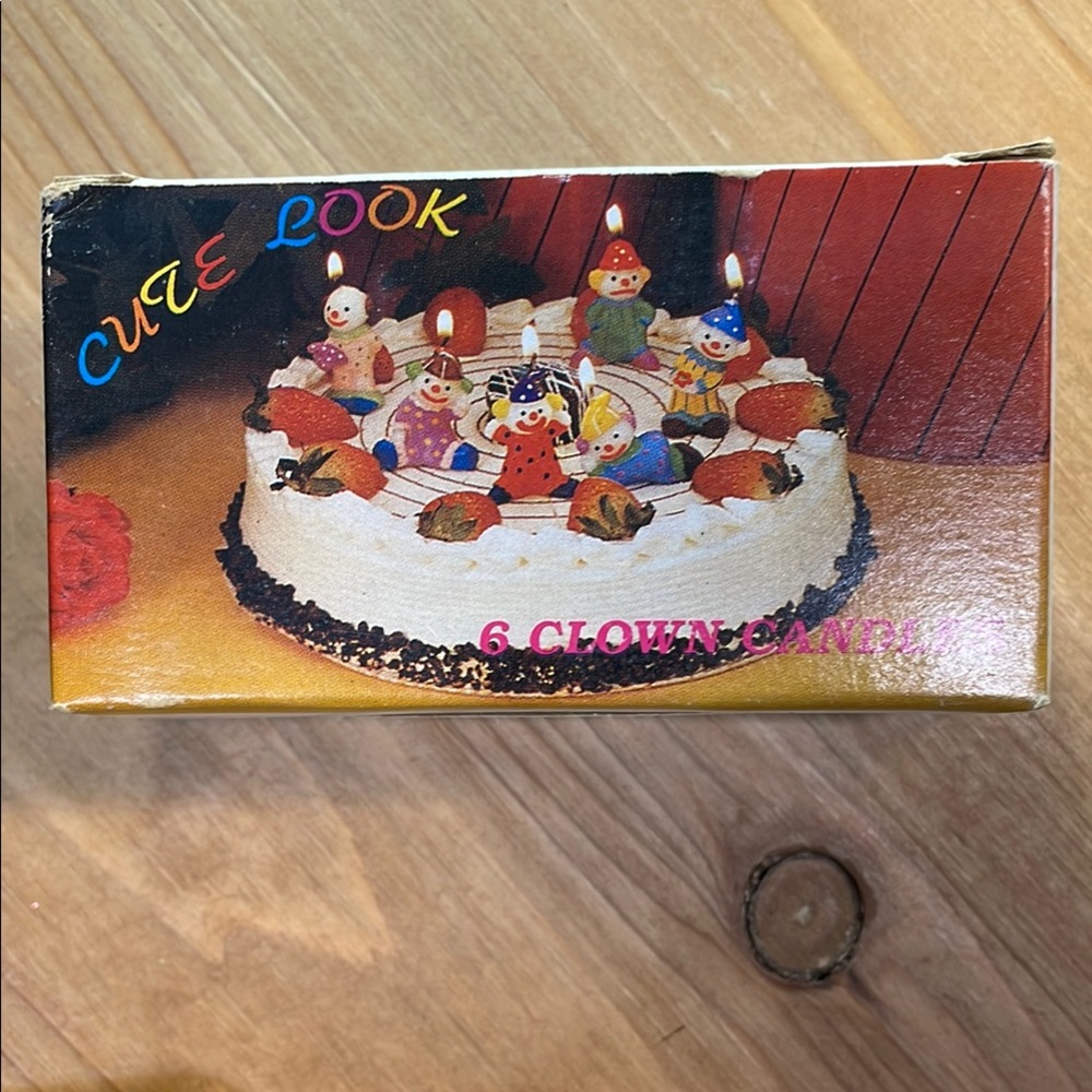 pre 1980's Clown Candle Set - Colorful Party Decor unused.